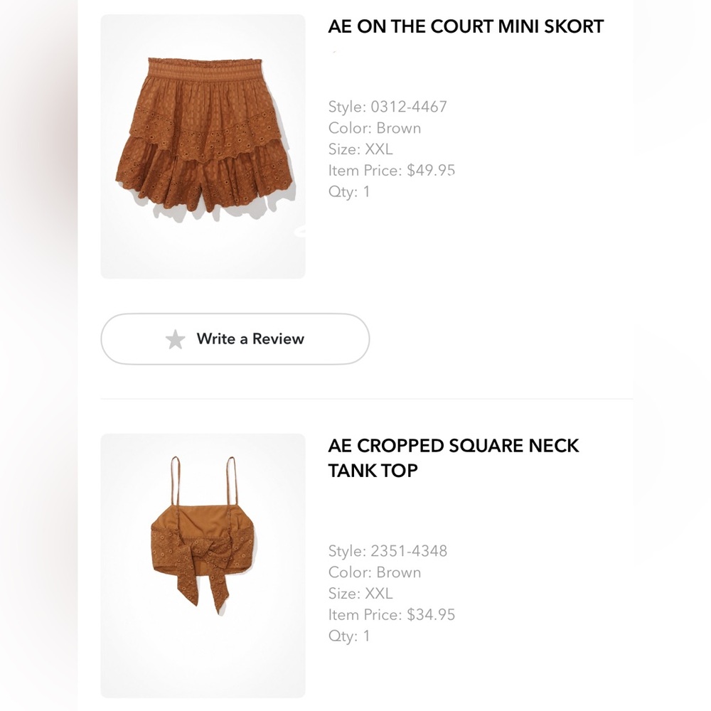AE Set - Tie back top and skort set